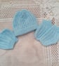 3 Piece Cabled Hat Set for Babies from Premature to 6 Months, Prem Baby Sizes