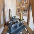 Repurposed Antique Travelling Microscope Lamp: Steampunk Industrial Lighting
