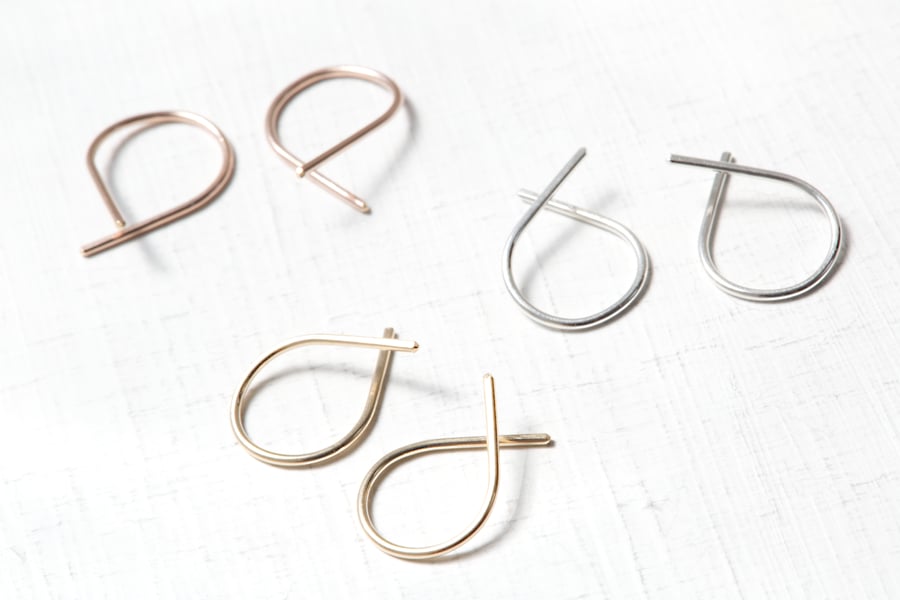 Handmade Mini Round Arc Threader Earrings - Set of 3
