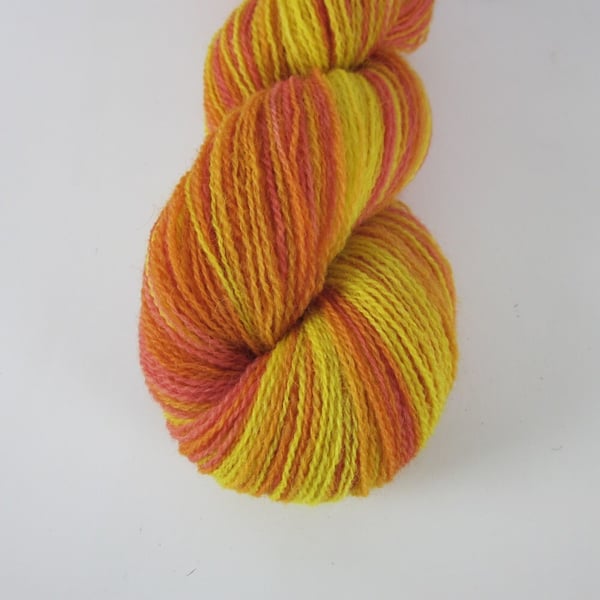 50g Sunrise Space Dyed Natural Dye Laceweight Wool Yarn