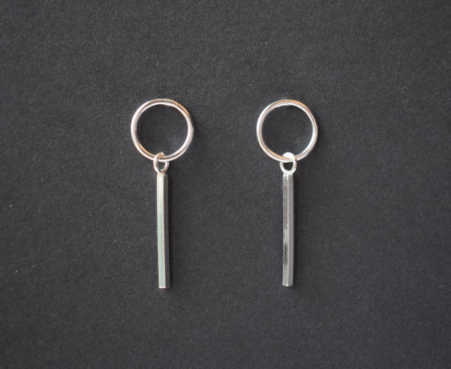 Contemporary geometric silver stud earrings