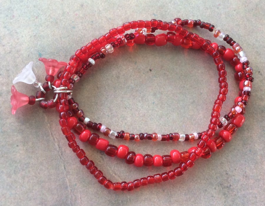 Red Bead Stretchy Bracelets