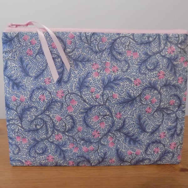 Liberty Print Make Up Case, Floral Cosmetics Bag, Cotton Zipper Pouch, 3 Sizes