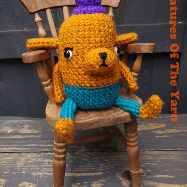 Doggo crocheted companion creature, toy for grown ups