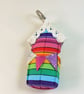 Beach hut keyring  (rainbow stripe with bunting)  - Image 5