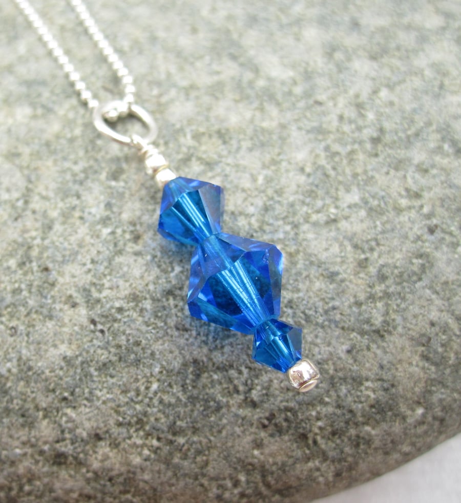 Seconds Sunday  Blue Necklace, A Blue Swarovski® elements Crystal Pendant 
