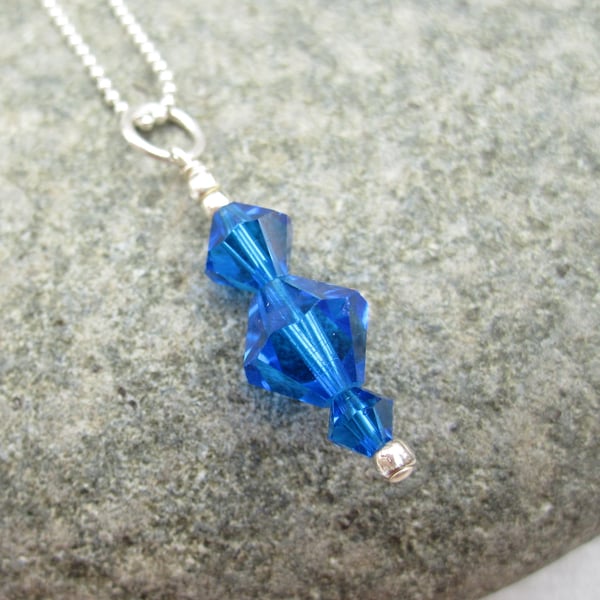 Seconds Sunday  Blue Necklace, A Blue Swarovski® elements Crystal Pendant 