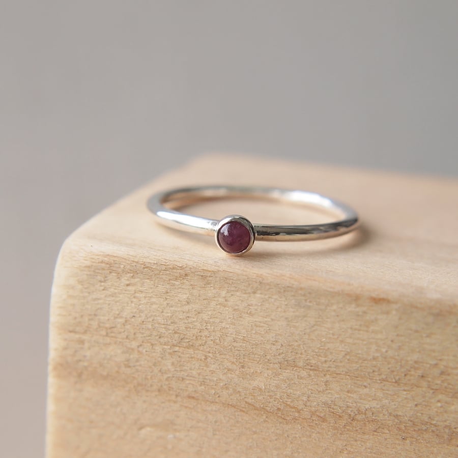 Dainty Ruby Stacking Ring with July Birthstone