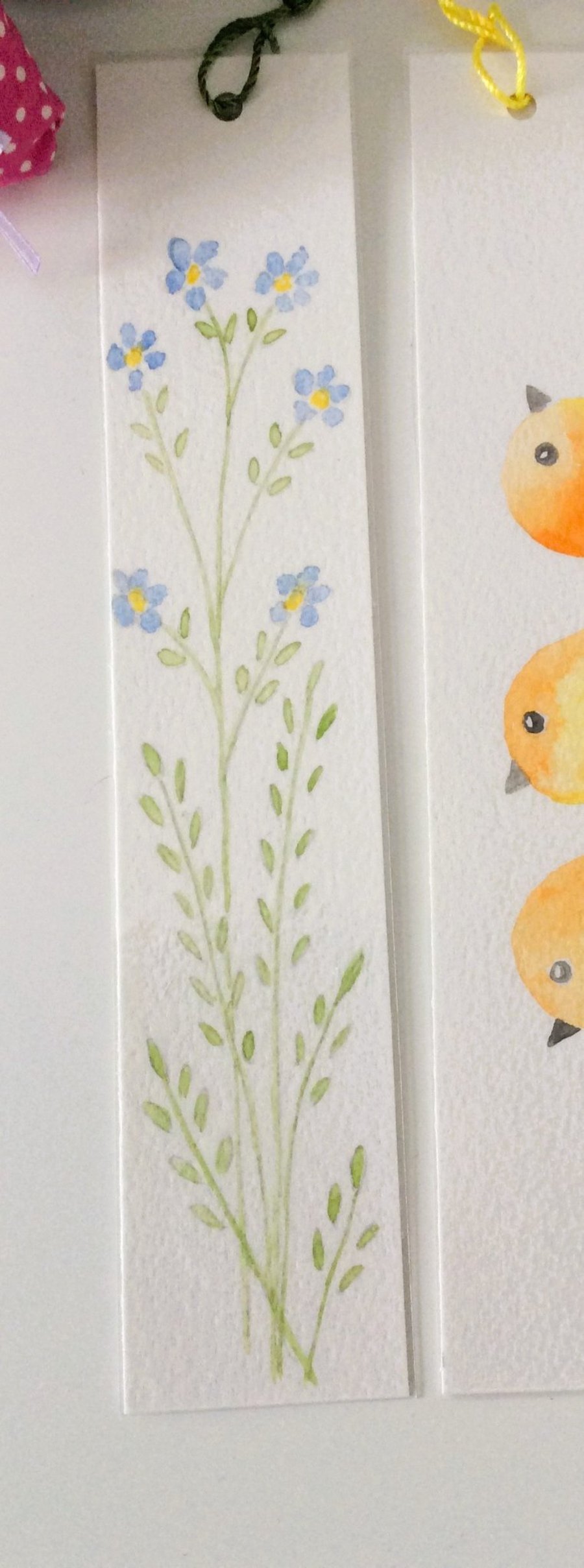 Original Hand Painted Blue Flower Bookmark