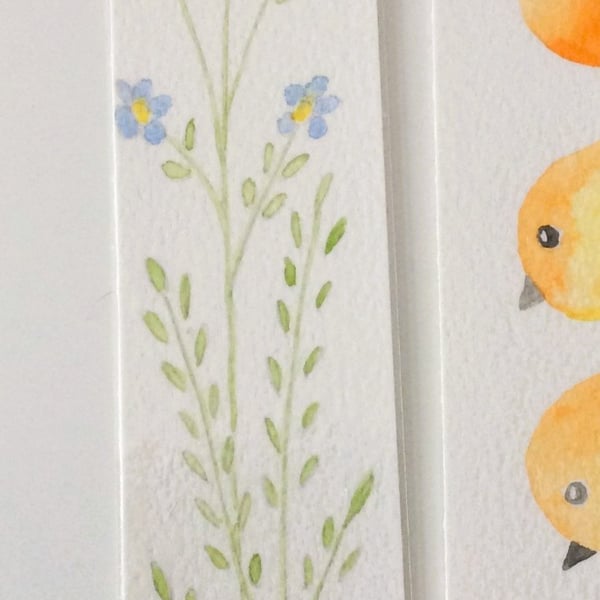 Original Hand Painted Blue Flower Bookmark