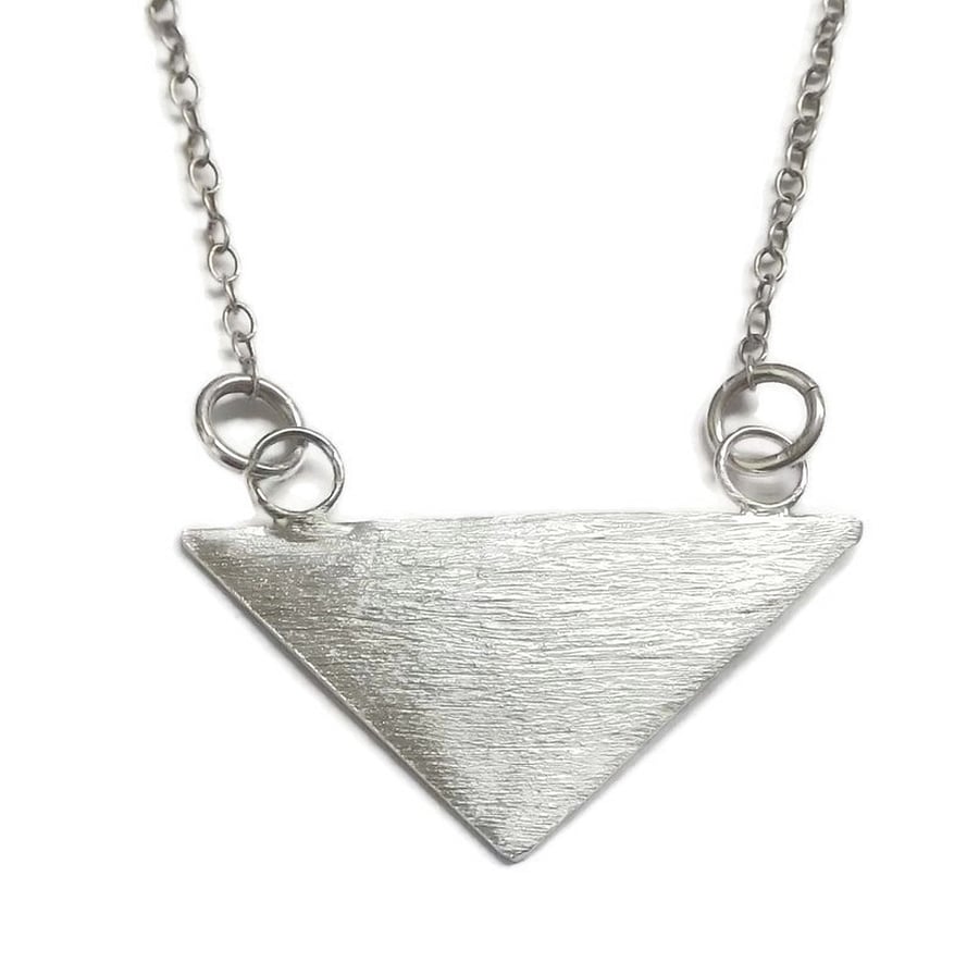 Fine silver handmade triangle pendant necklace