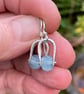 Silver and aquamarine small dangle earrings  - Image 2