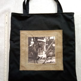 Tote bags soldier on horse black brown cream