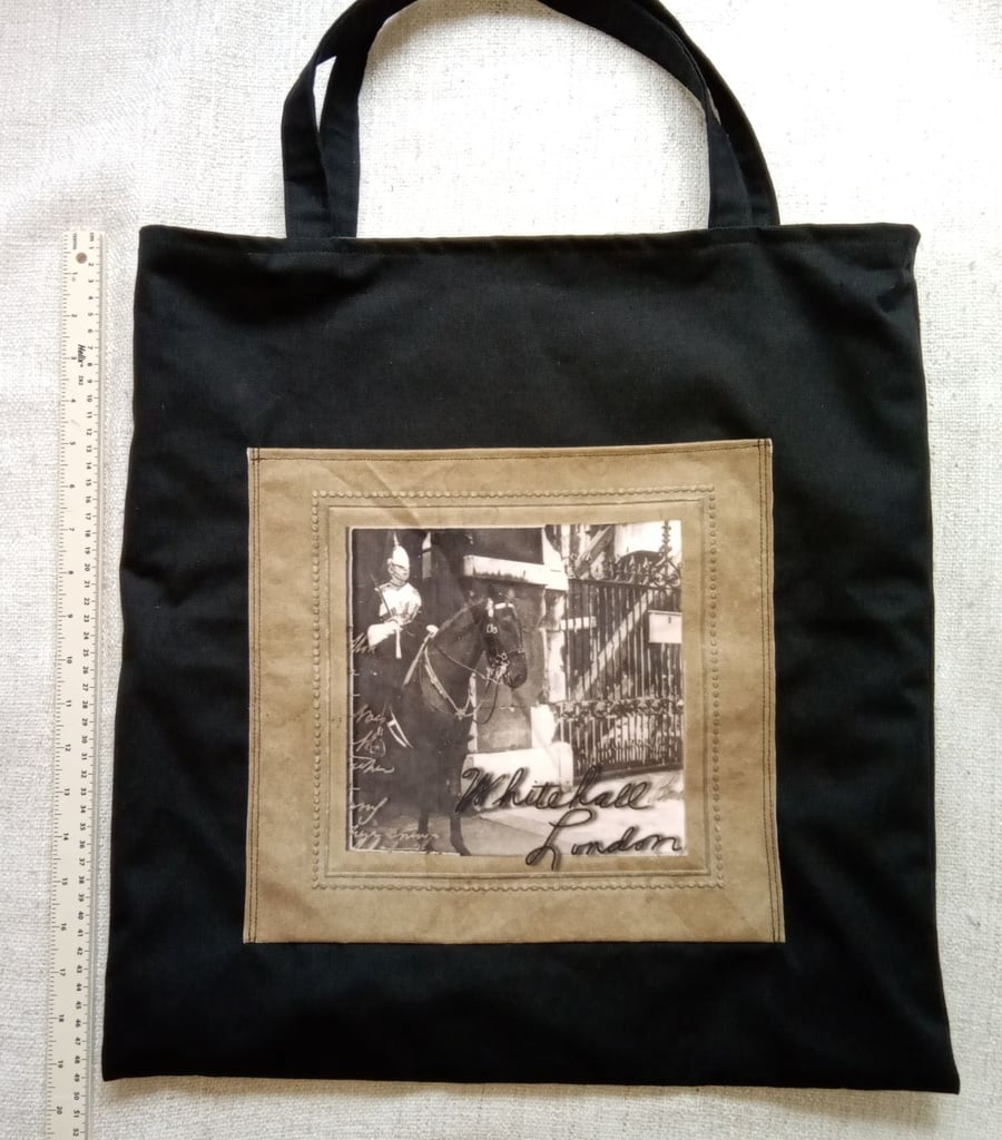 Tote bags soldier on horse black brown cream