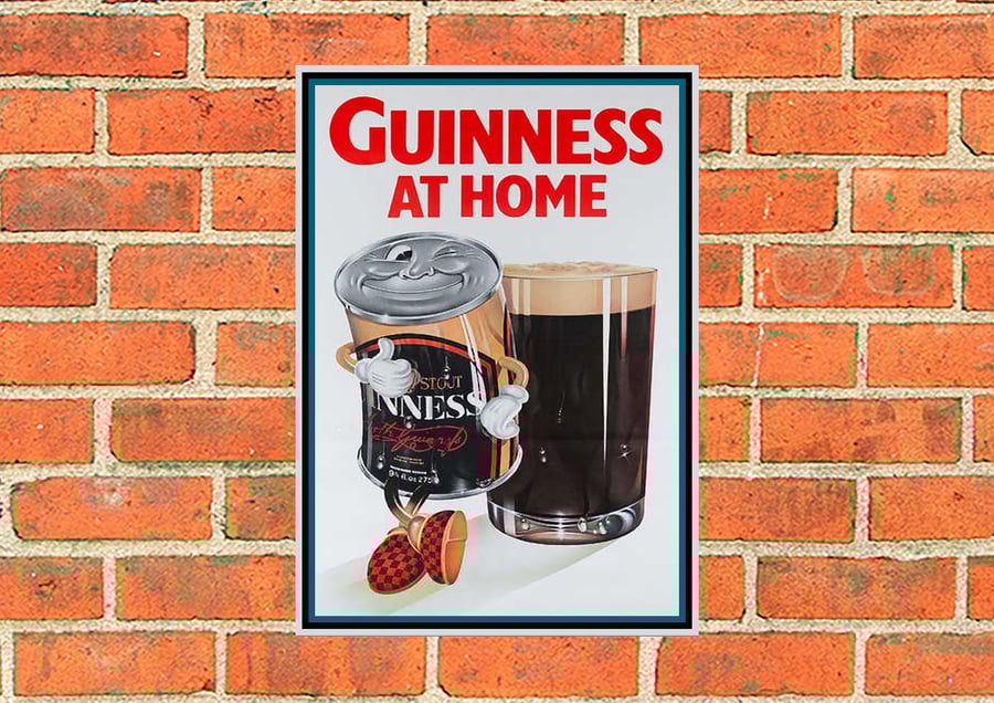 Guinness metal sign. Can and Glass, Guinness at Home. Pub, Bar or Mancave