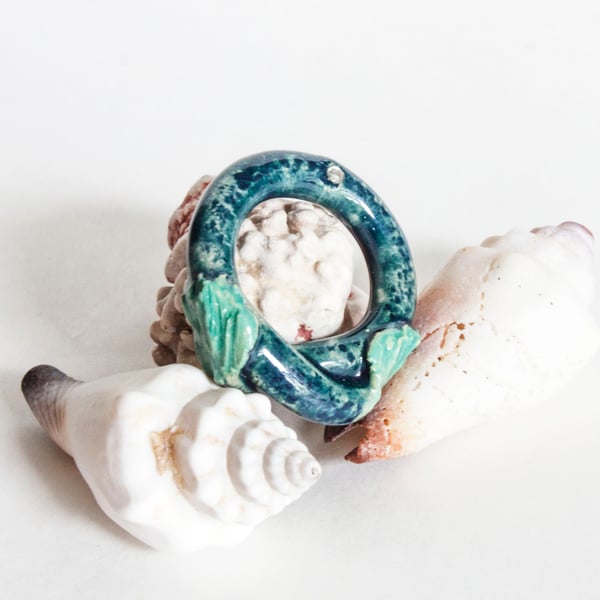 Ceramic Ring - Serpent Fin Band - Folksy