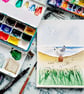Sea Glass Seagull Picture, Quirky Coastal Wall Art, Handmade Beach Lover Gift - Image 2