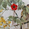 TINY RED POPPY PIN Wedding Corsage Remembrance Lapel Flower Brooch HAND PAINTED