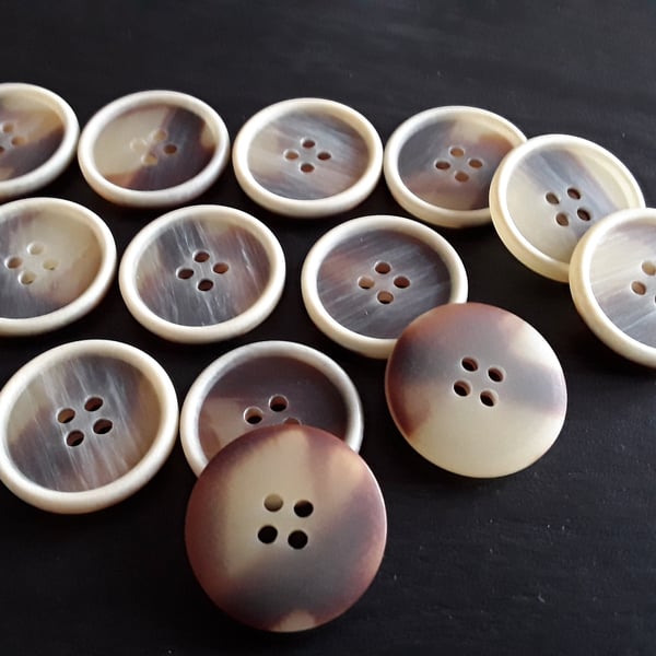 22.4mm (7 8") 36L Polyester Brown mix Buttons with cream rim. Rare and elegant