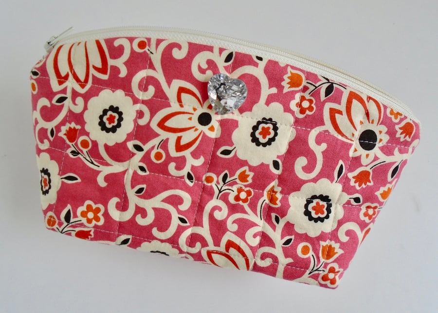 Quilted Cotton Make Up Bag 