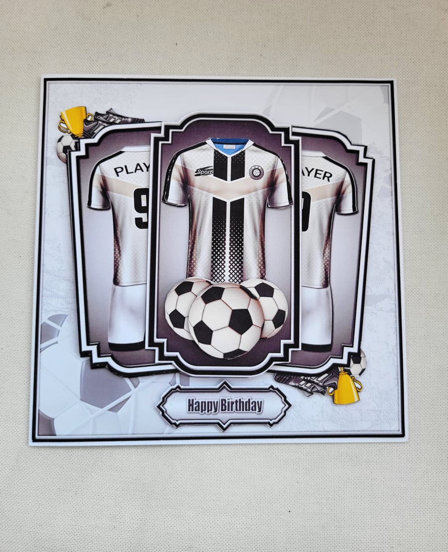 Handmade football shirt birthday card, football birthday card, football shirt ca