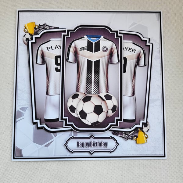 Handmade football shirt birthday card, football birthday card, football shirt ca