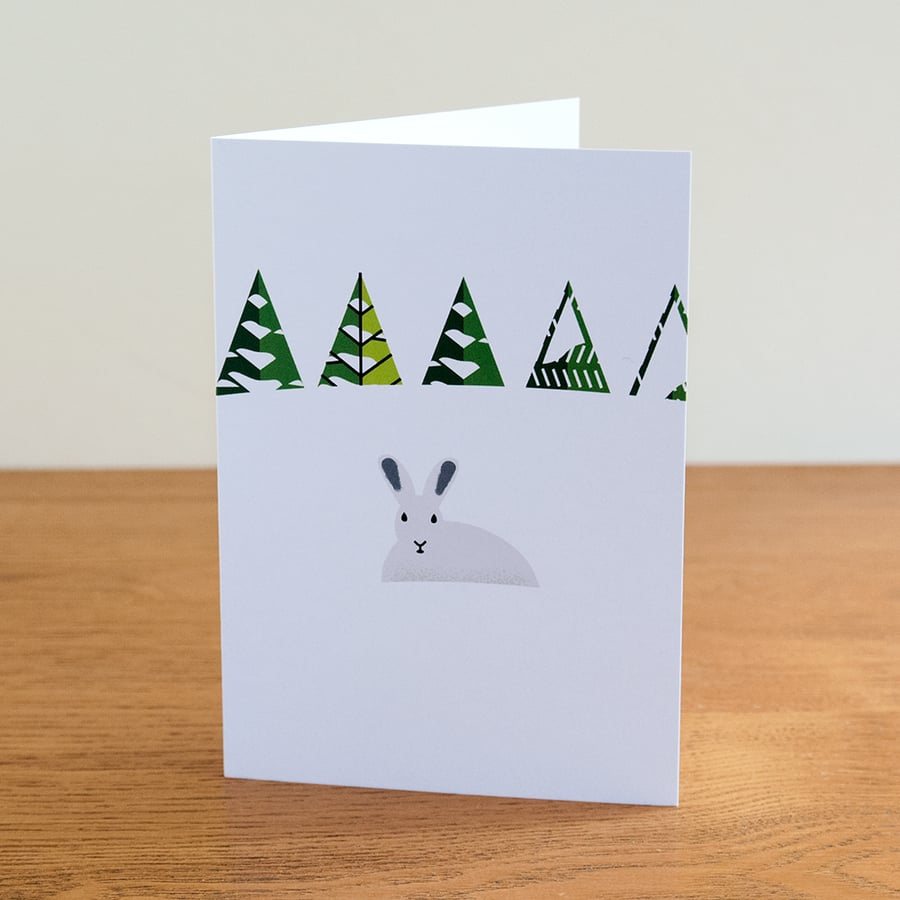 Barnal Sno (Pine Needle Snow) greetings card - "Arctic Hare" design