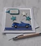 Blue Sports Car Birthday Card Convertible Stars Happy Birthday 3D Handmade