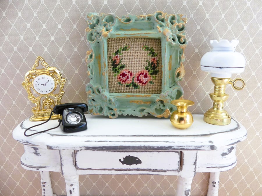 Handmade 1.12 Scale Dollhouse Miniature Cross Stitch Picture