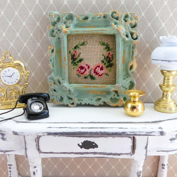 Handmade 1.12 Scale Dollhouse Miniature Cross Stitch Picture