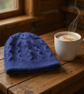 Blue Cabled Hat knitting kit - Image 1