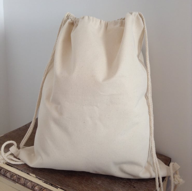 Hand printed starfish drawstring bag - Folksy