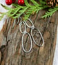 Earrings, Sterling Silver Organic Ovals Long Droppers