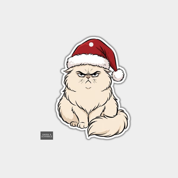 Unique Funny Christmas Gift Tags For Adults, 6pk - Angry Fluffy Cat
