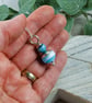 Blue Waves Glass Bead Pendant, Sterling Silver with Agate - Chain is Optional - Image 4