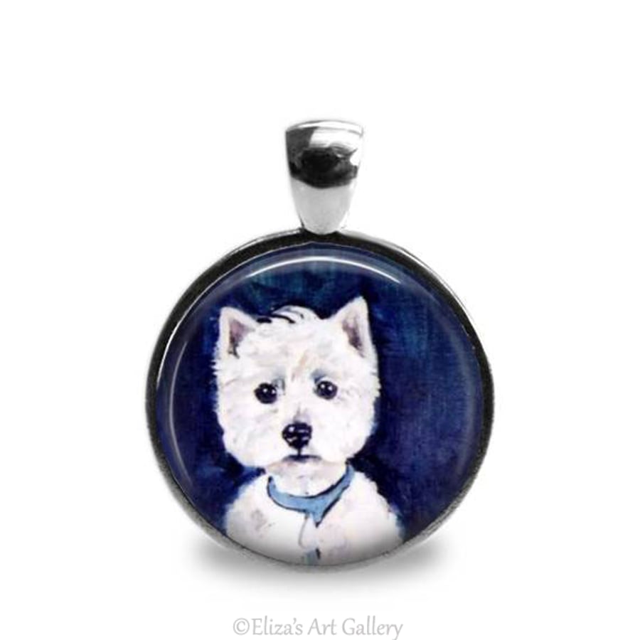 Silver Plated West Highland Terrier Dog Art Pendant