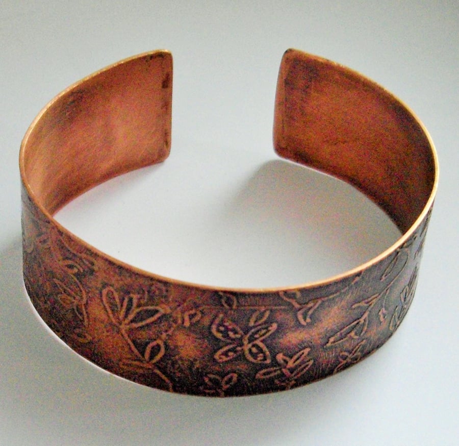 Hand Crafted Etched Copper Cuff Bracelet