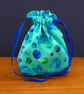 Blue Batik Spot Reusable Gift Bag - Fabric Drawstring Present Bag