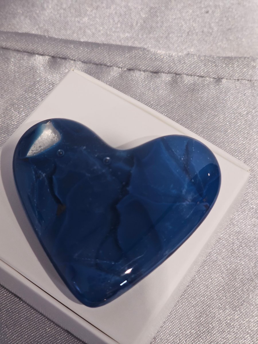 Fused Glass Pocket Heart - blue