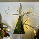 Dark green stained glass Christmas tree decoration, hanging Christmas ornament