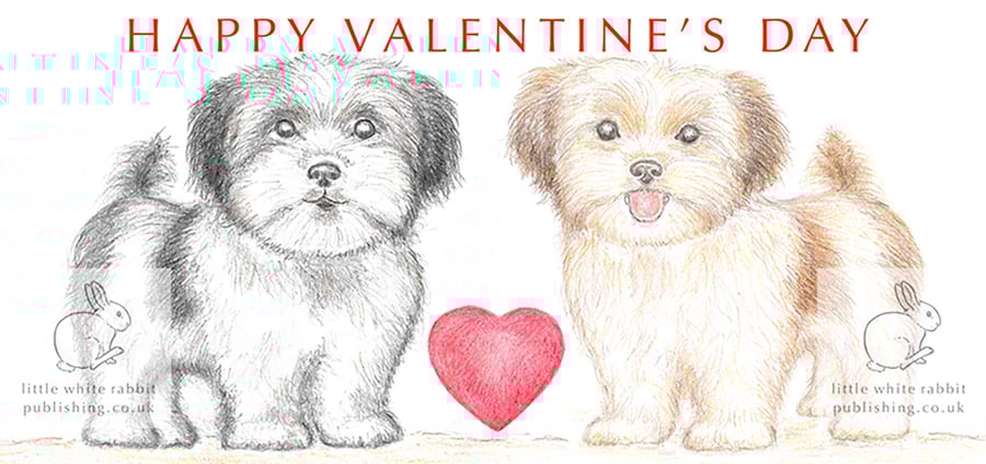 Two Little Dogs - Valentine Card