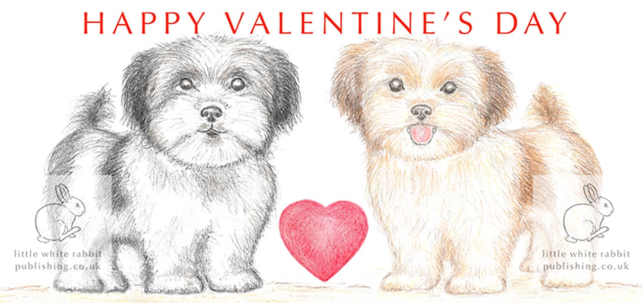 Two Little Dogs - Valentine Card