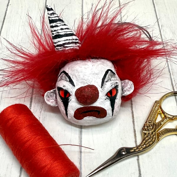 Spun Cotton Clown Hanger in Red