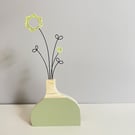 Forever Flowers in wooden vase small - Fennel