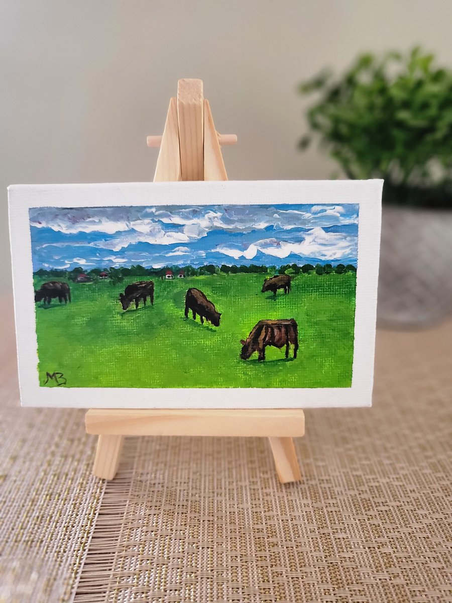 Original mini canvas board painting landscape