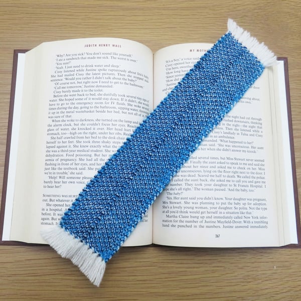 Handwoven blue bookmark