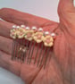 White Flower Hair Comb with Pale Pink Pearls, Beaded Hair Comb, Gift for Her - Image 3
