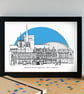 Blackburn Skyline Print - with Blackburn Rovers' Ewood Park - Image 2