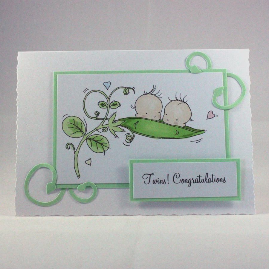 Twin babies card - two peas in a pod