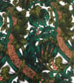 Bold Vivid Green Copper Jade Ornate 50s 60s Barkcloth Vintage Fabric Lampshade - Image 6